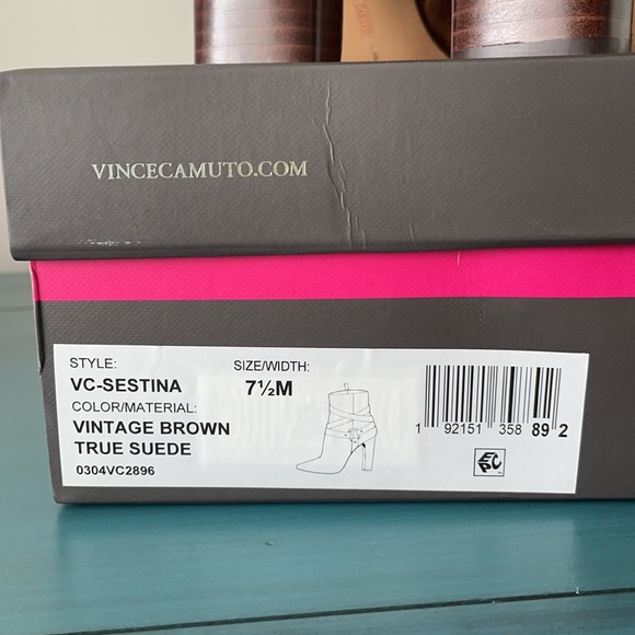 Vince Camuto Sestina Harness Square Toe Bootie - Brown Suede - Size 7.5 - Picture 9 of 9